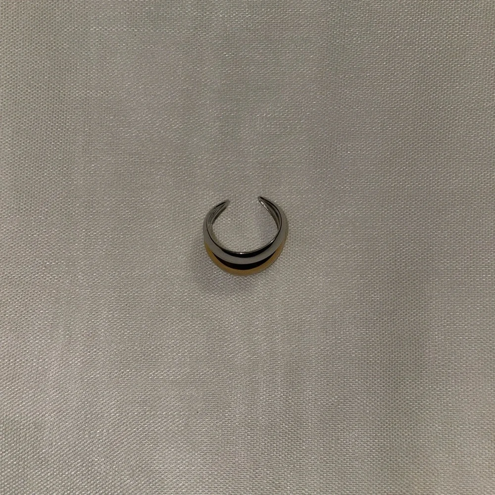 18K Gold-Plated Delicate Two-Tone Gold & Silver Open Ring